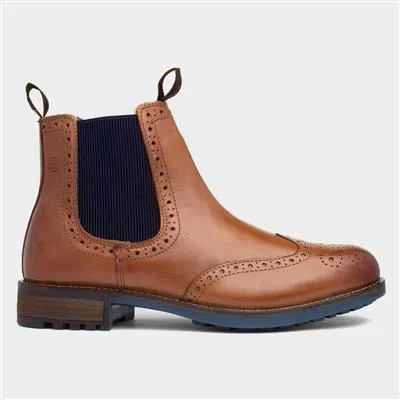 Gable Mens Tan Leather Brogue Boot