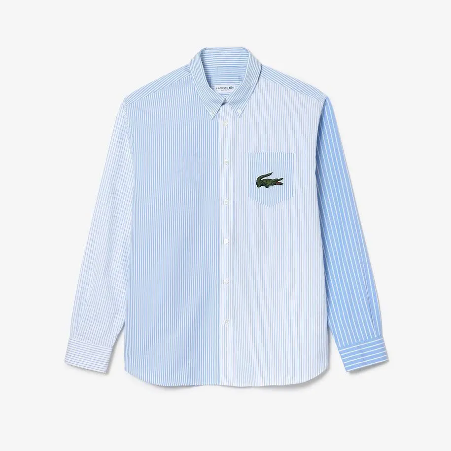 Unisex Lacoste Large Crocodile Striped Cotton Shirt