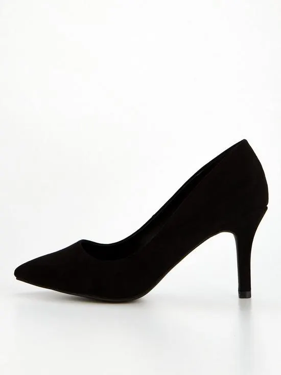 Plain Point Court Shoe - Black