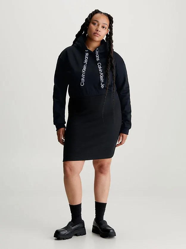 Logo Tape Hooded Sweatshirt Dress