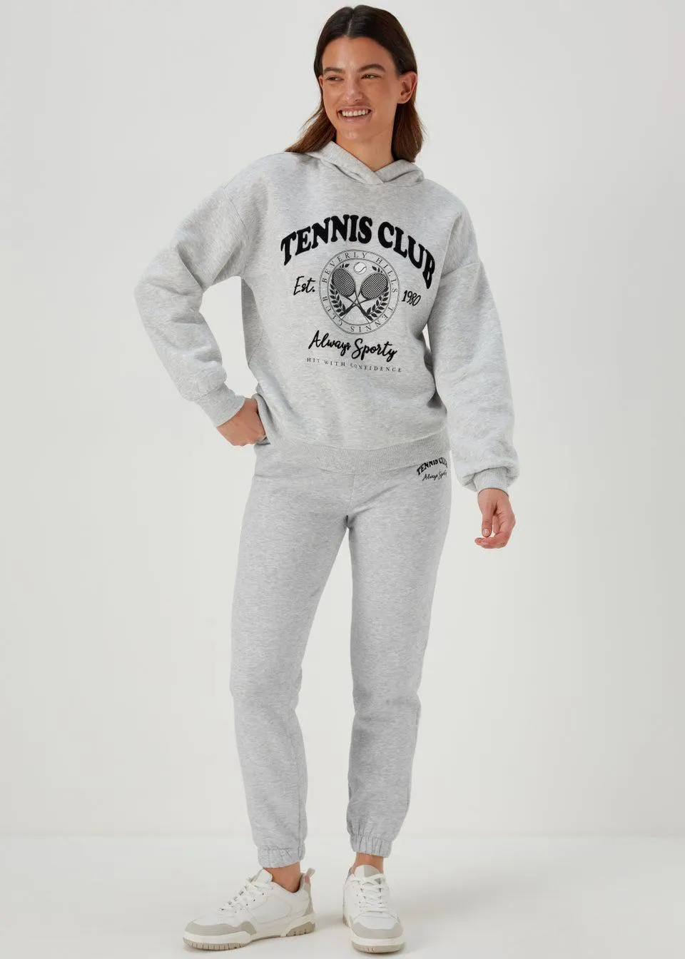 Grey Tennis Club Print Jogger