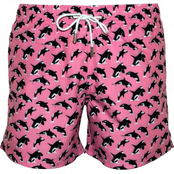 Killer Whales Swim Shorts, Pastel Pink