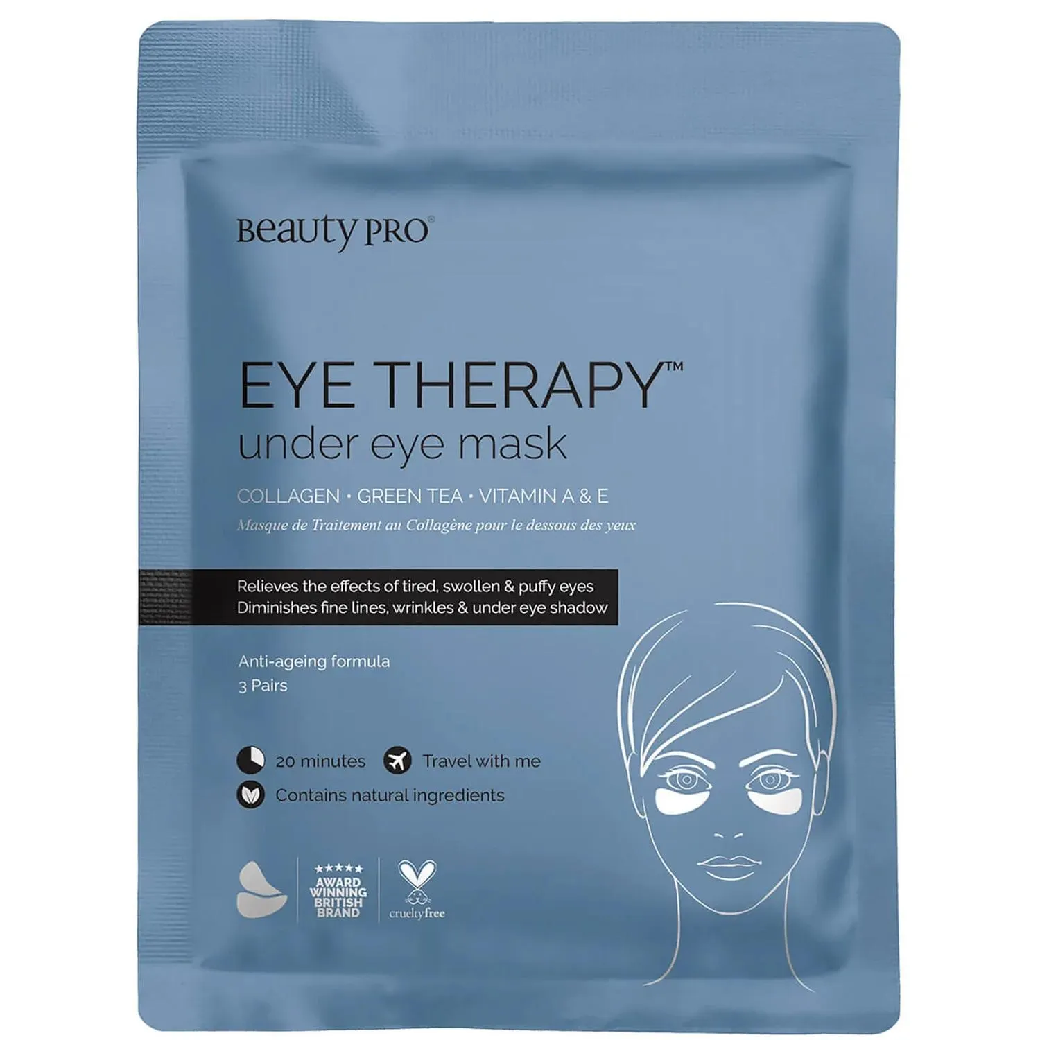 BeautyPro Eye Therapy Under Eye Mask with Collagen and Green Tea Extract (3 Applications)