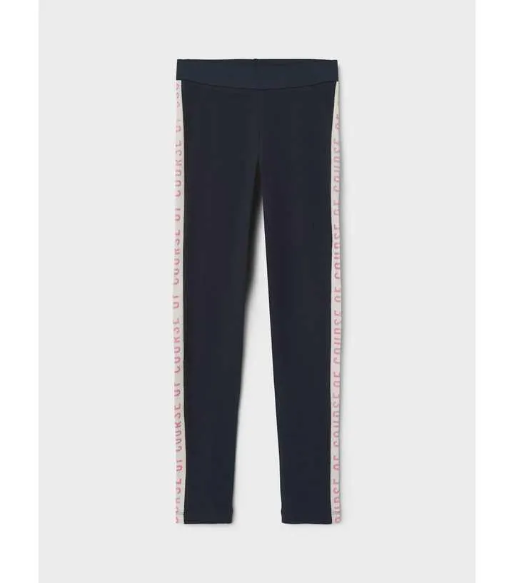 Name It Navy Logo Leggings