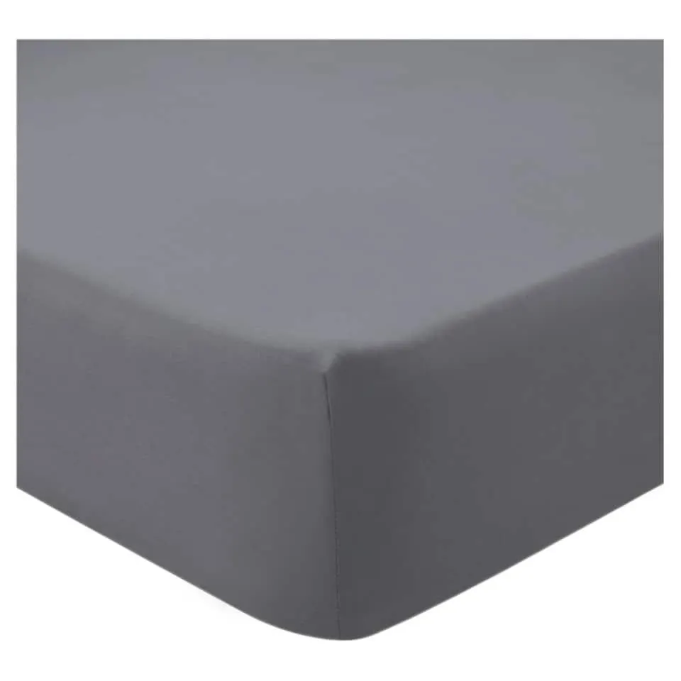 F&F Home Bedding Poly Cotton Fitted Sheet Grey Double