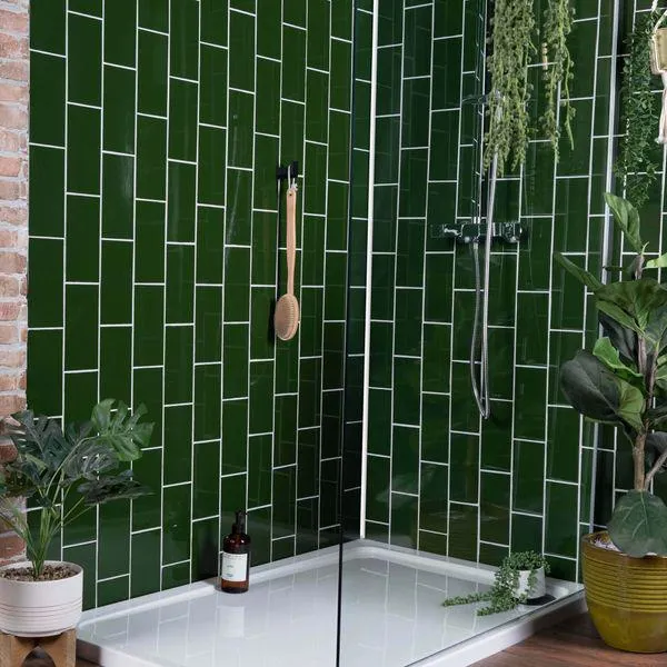 Park Gloss Green Flat Metro Tiles
