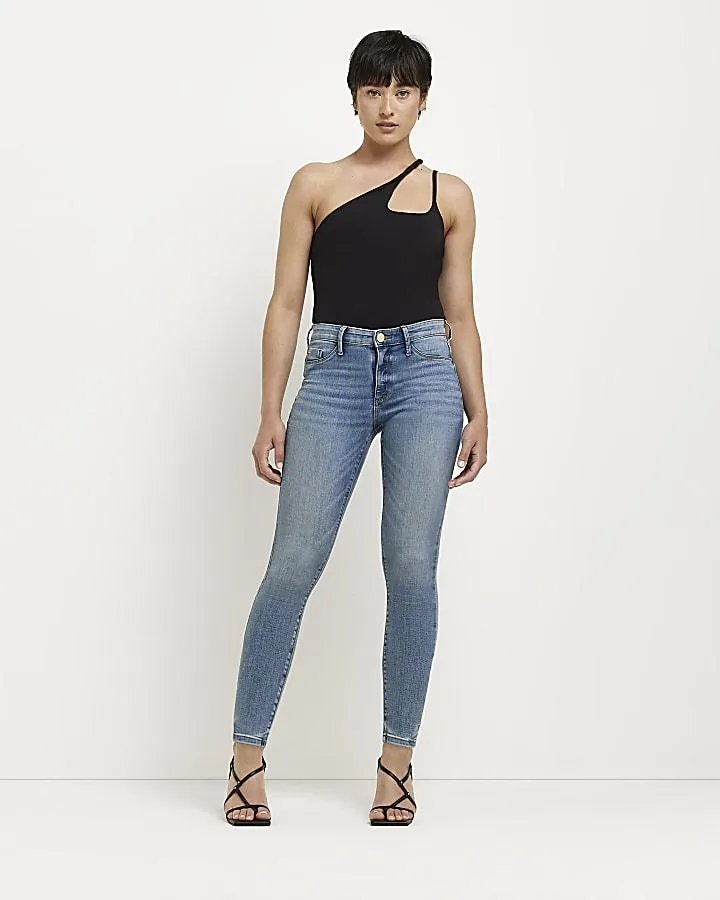 Petite blue Molly mid rise skinny jeans