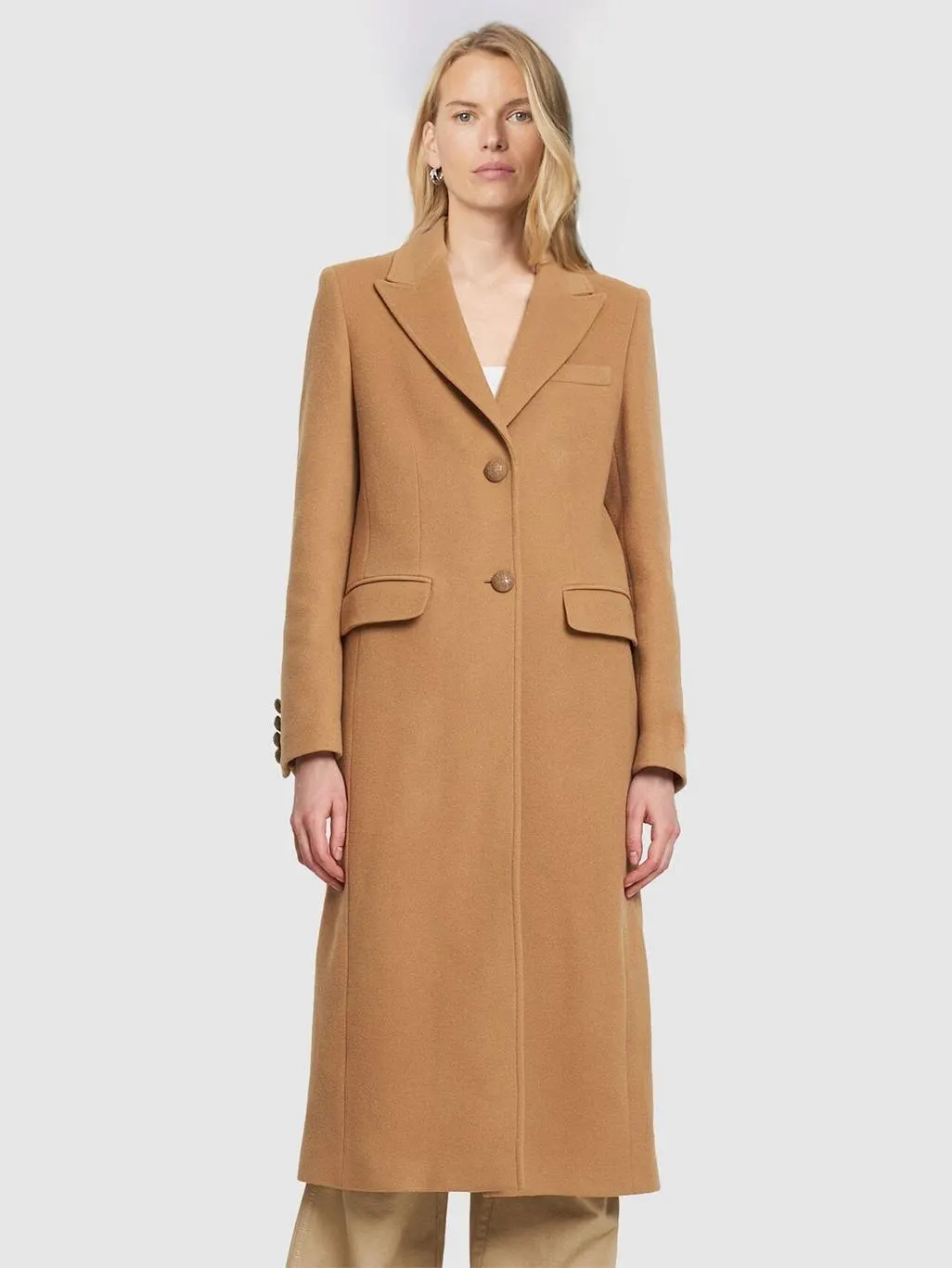 Longline Woolen Overcoat Lapel Single Breast Women's Winter Outerwear