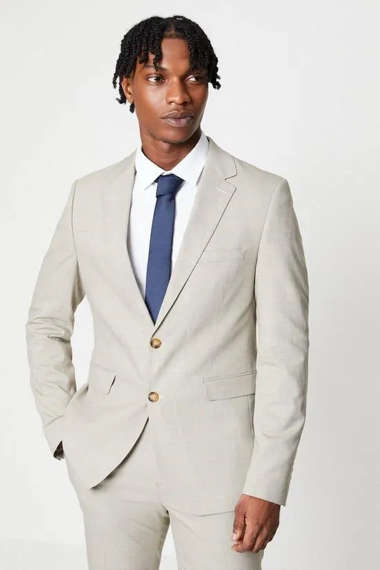 Neutral Pow Check Suit Jacket
