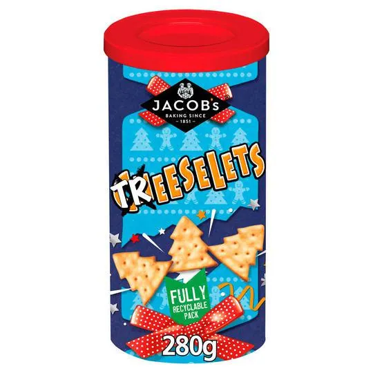 Jacob's Treeselets Original Baked Snacks Christmas Tub 200g