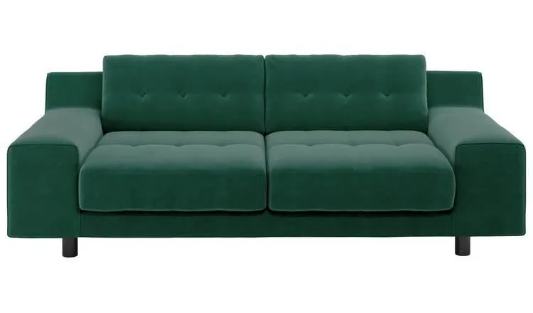 Habitat Hendricks Velvet 3 Seater Sofa - Emerald Green
