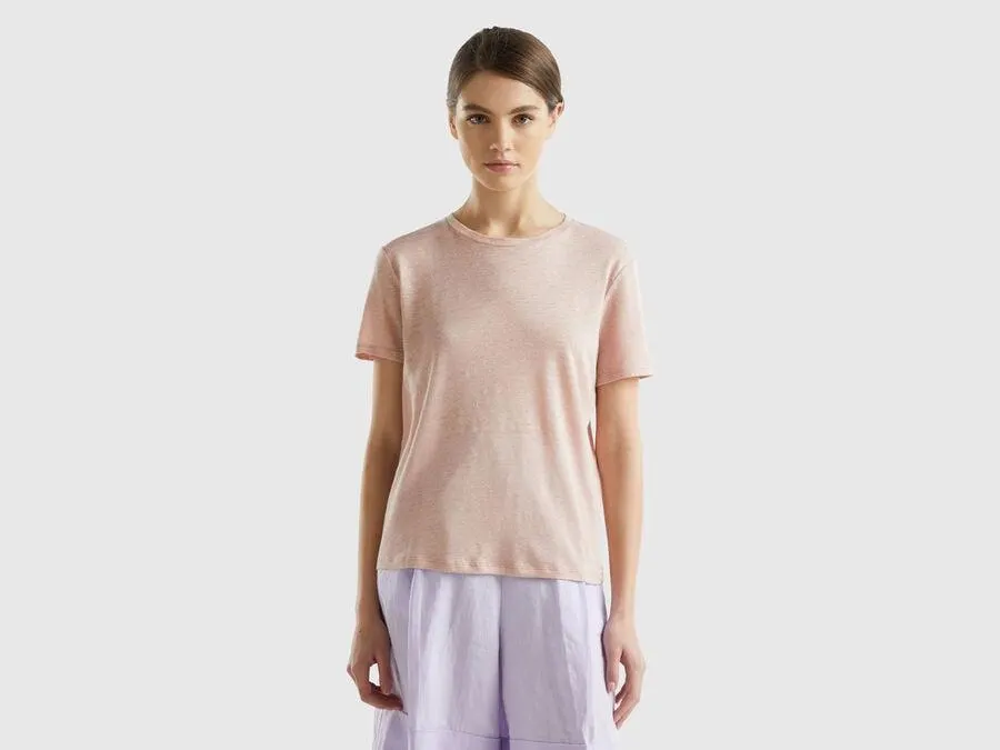 Crew neck t-shirt in pure linen