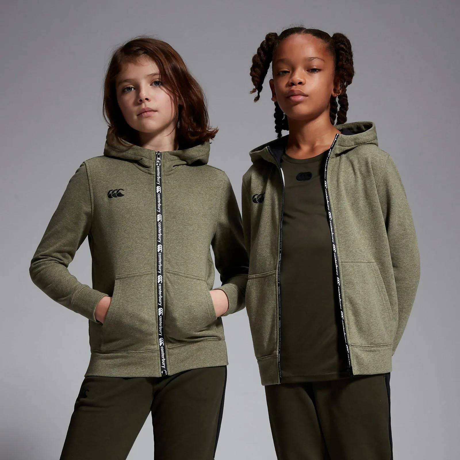 JUNIOR UNISEX FULL ZIP PRINTED HOODY GREEN