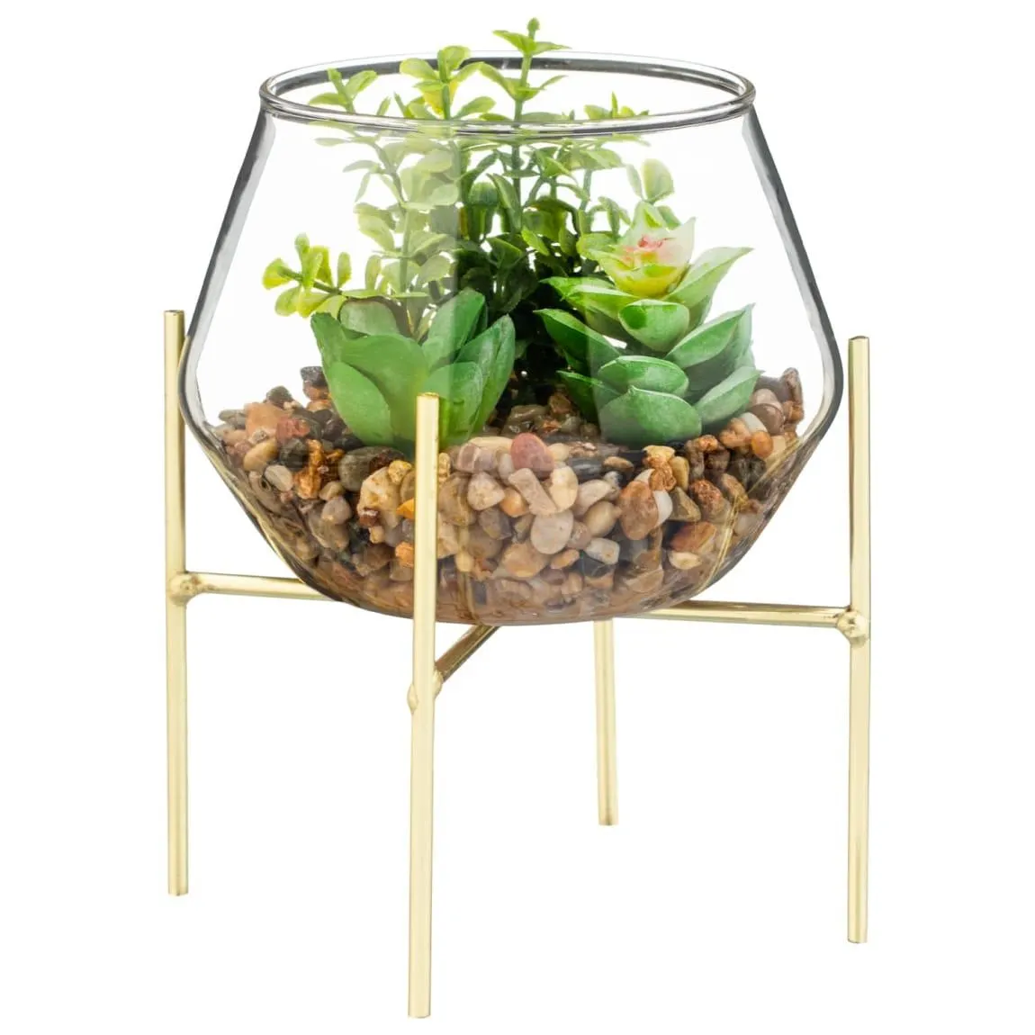 Glass Foliage On Gold Stand