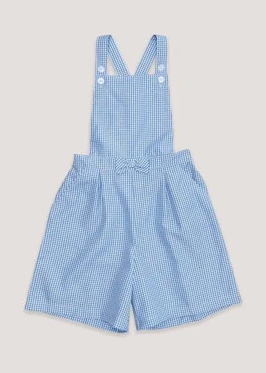 Girls Blue Gingham School Playsuit (3-13yrs) - Age 3 Years