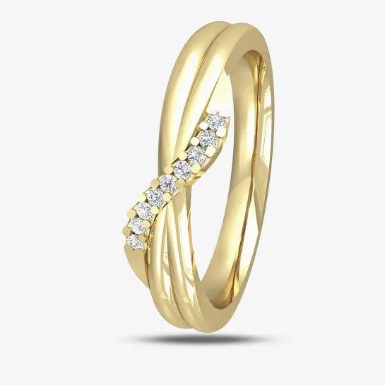 9ct Yellow Gold 3mm Diamond Twist Wedding Ring 9463/9Y/DQ10
