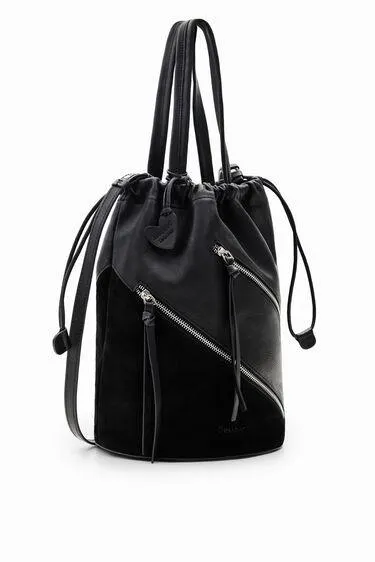 Midsize leather bucket bag