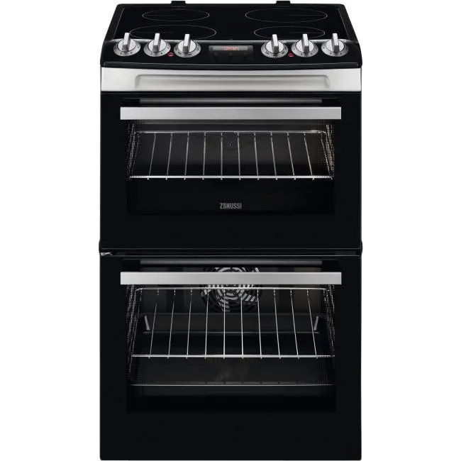 Zanussi 55cm Double Oven Electric Cooker with Catalytic Liners - Stainless Steel