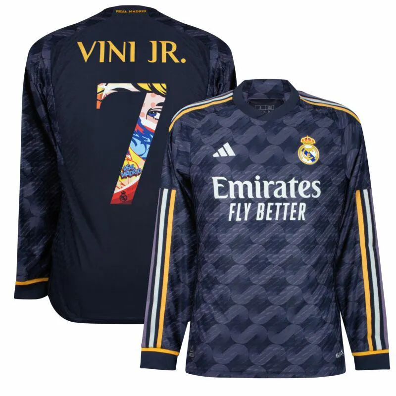 adidas Real Madrid Authentic Away L/S Vini Jr. 7 Shirt 2023-2024 (Pre-Season Printing)