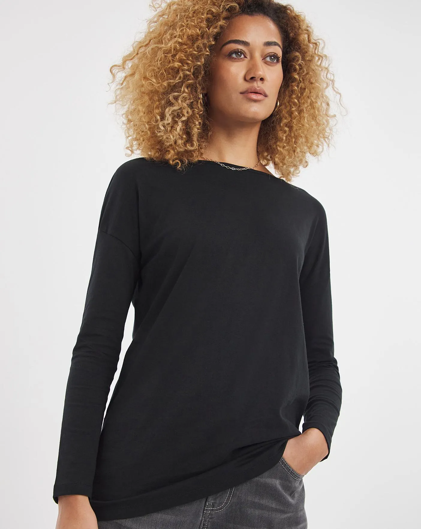 Slash Neck Dolman Long Sleeve Top