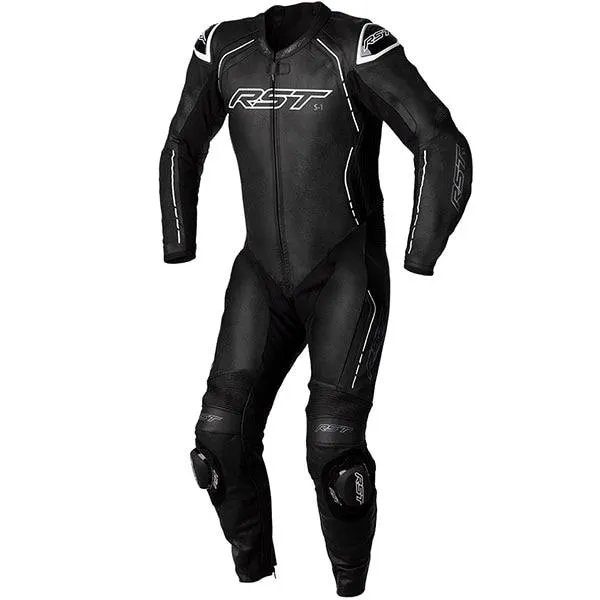 RST S-1 CE One Piece Leather Suit - Black / Black / White