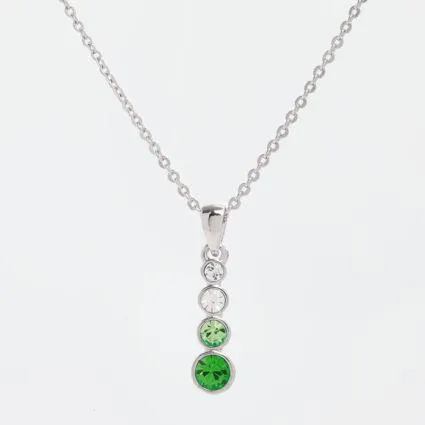 18ct White Gold Plated Emerald Bubbledrop Necklace