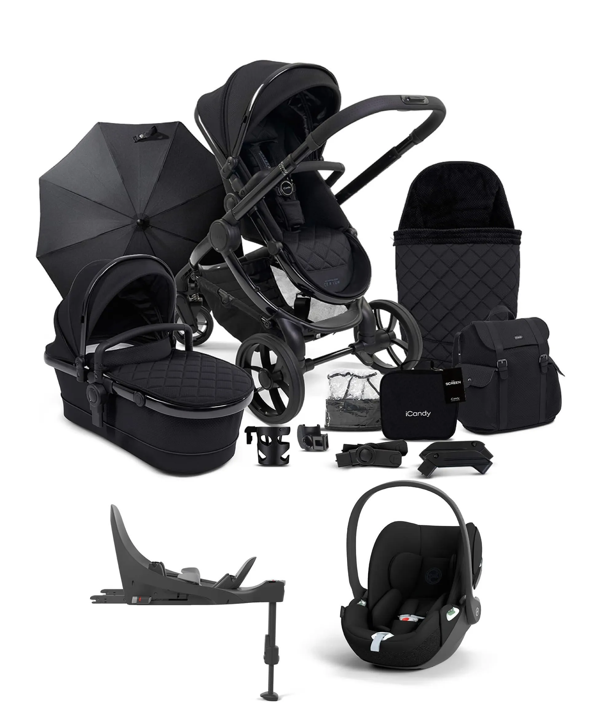 iCandy Peach 7 Designer Collection, Cerium - Pushchair Bundle with Cloud T Car Seat and Base in Black