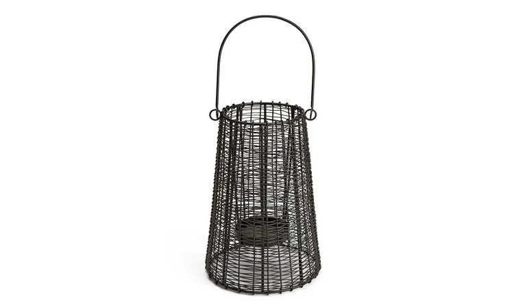 Habitat Small Wired Lantern Candle Holder - Black