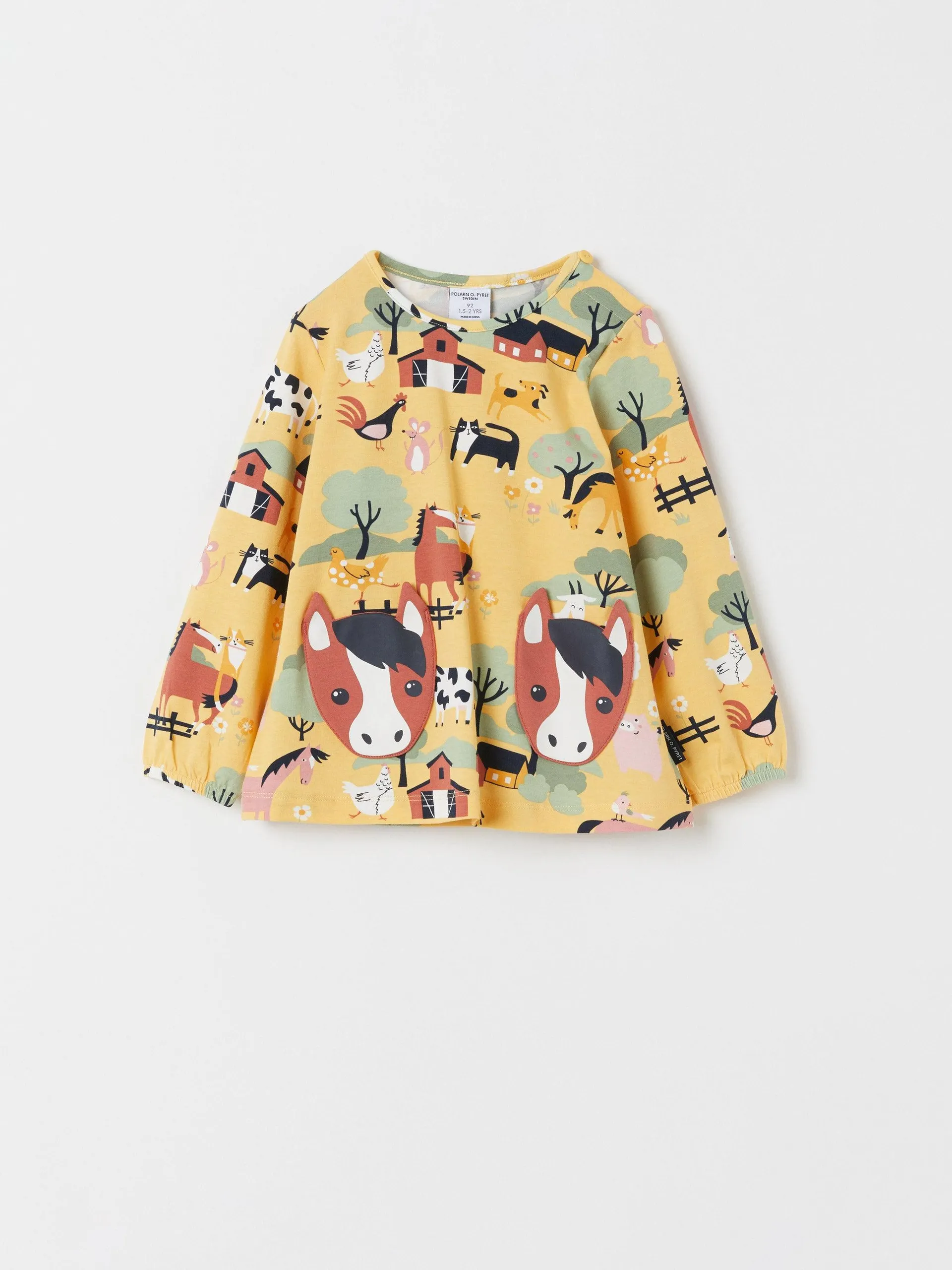 Horse Pocket Farm Print Top