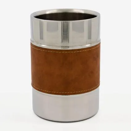 Tan & Silver Tone Insulated Wine Cooler 17x12cm