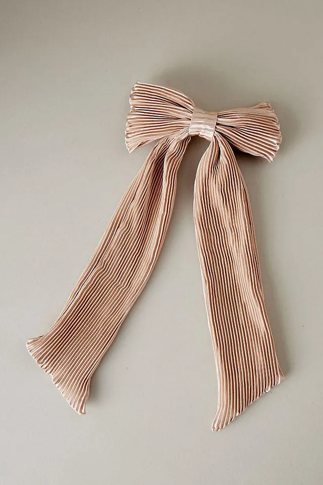 Pleated Bow Barrette Hair Clip