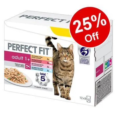 12 x 85g Perfect Fit Wet Cat Food Pouches – 25% Off!*