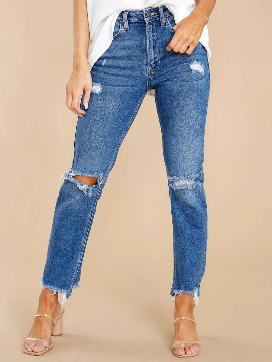 Women's Jeans Modern Ombre Distressed Tapered Fit Polyester
