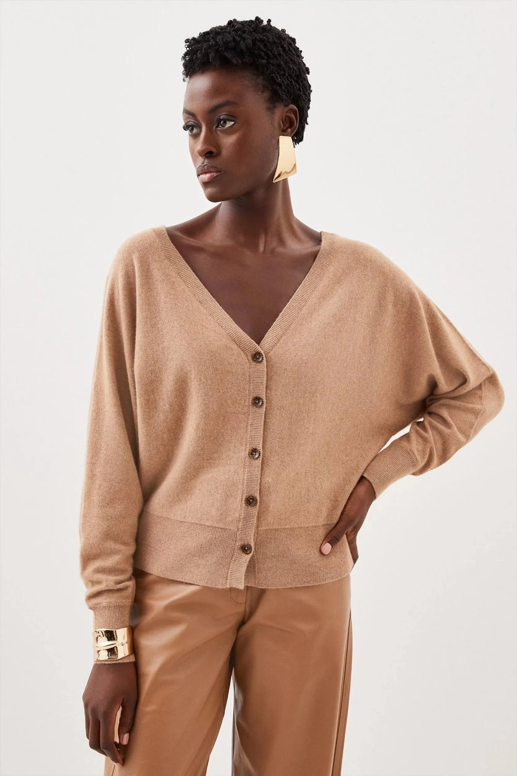 Cashmere Wool Knit Batwing Cardigan