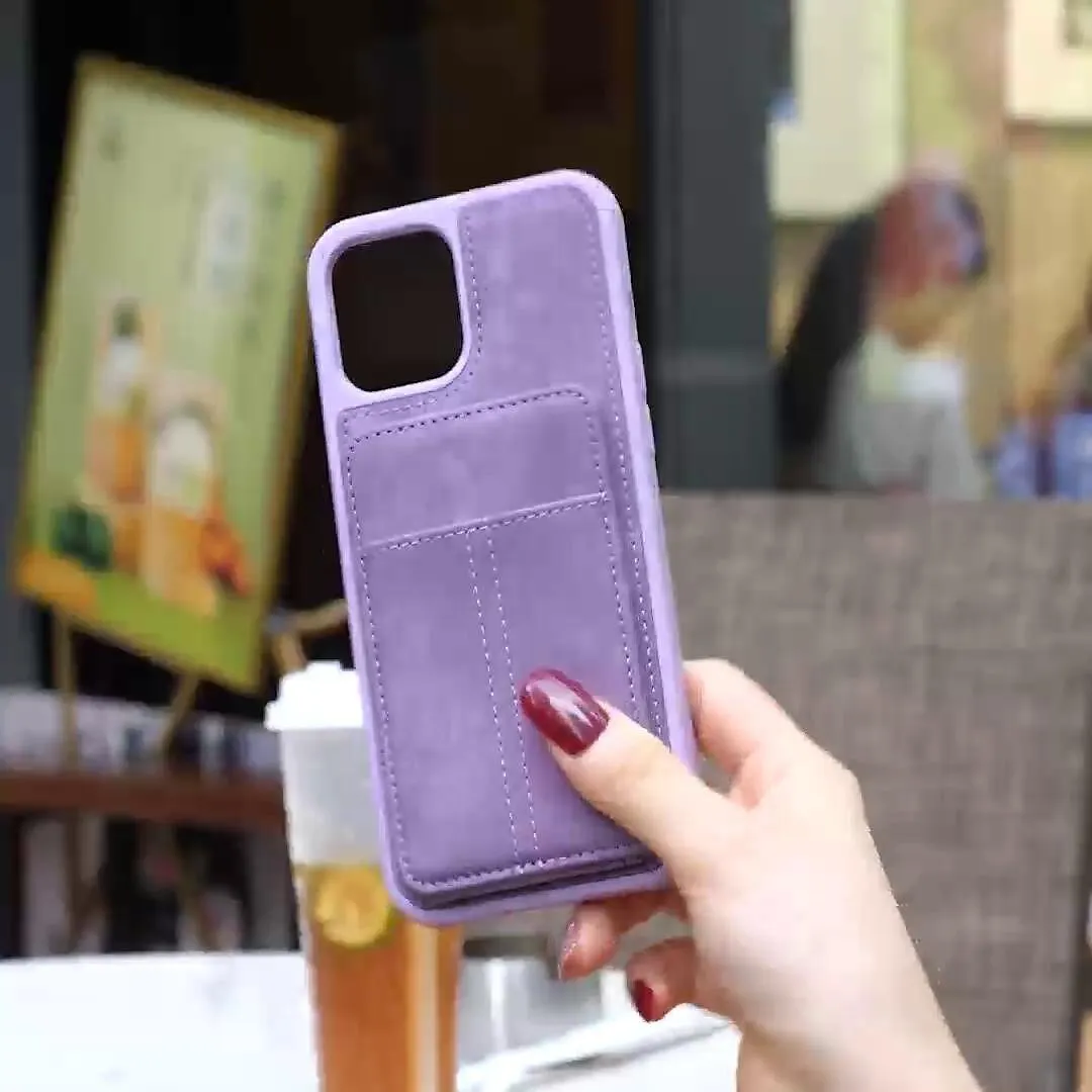 Vertical Cards Solt Phone Case For Apple iPhone 15 Pro Max Plus 14 13 12 11 X XR XS 8 7 Back Cover Portable Bumper Frame With Card Holder Retro TPU Cotton Fabric