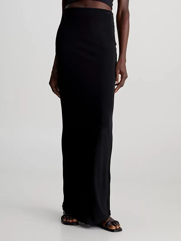 Straight Rayon Maxi Skirt