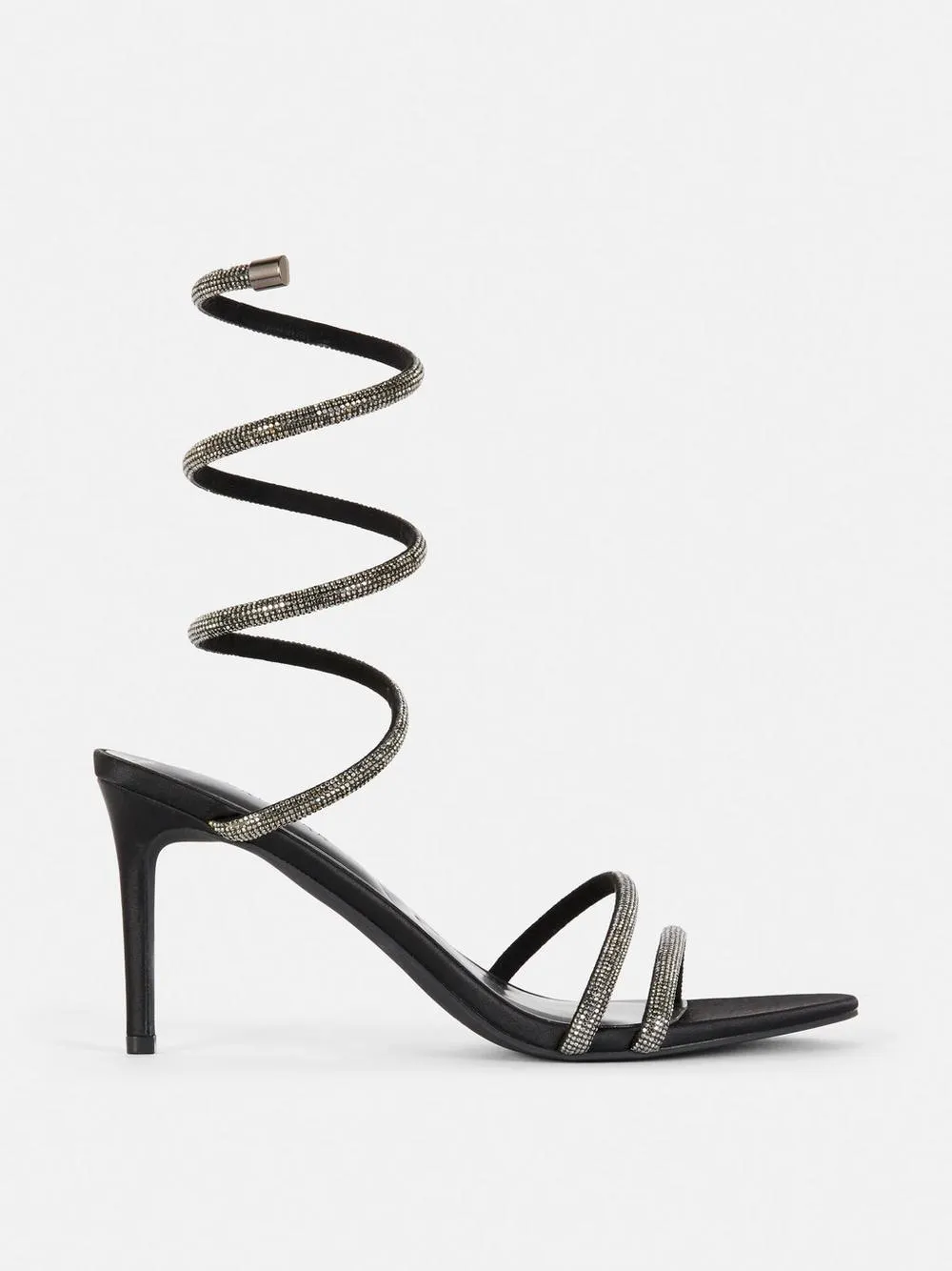 Spiral Diamante Heeled Sandals