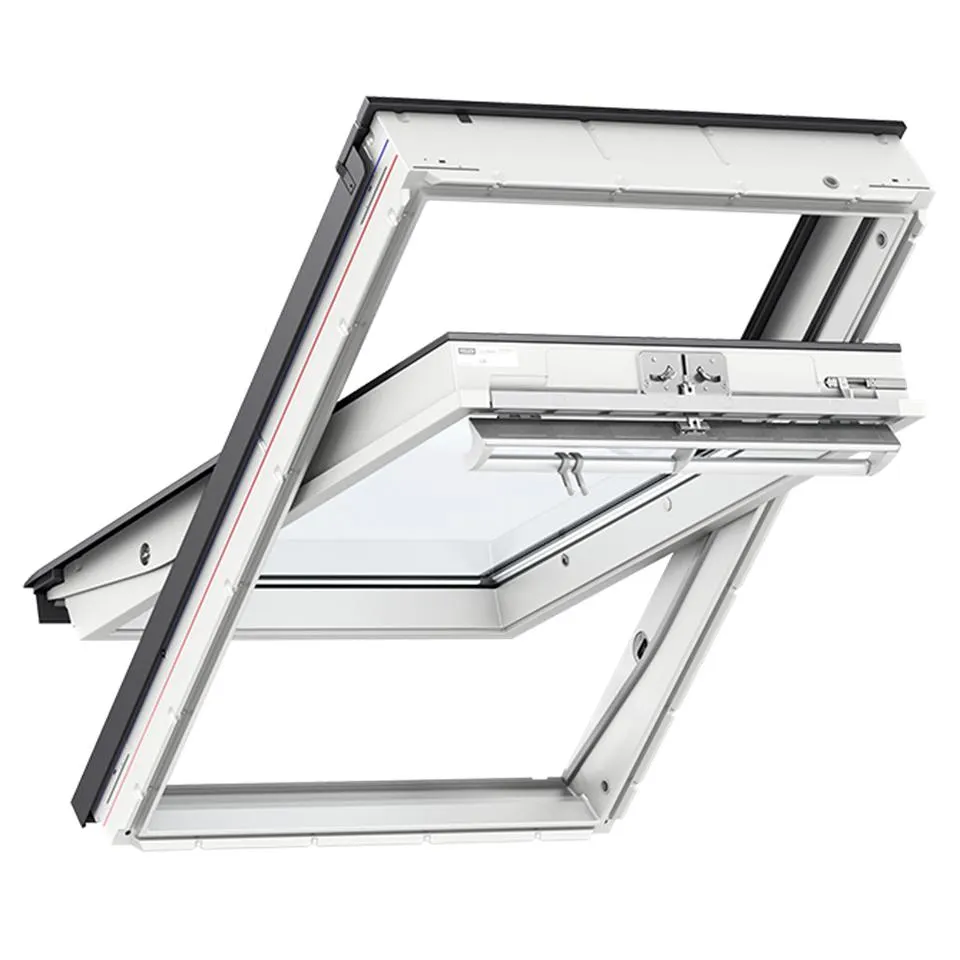 VELUX GGU Security Roof Window – Manual, Centre-Pivot, White Maintenance-free