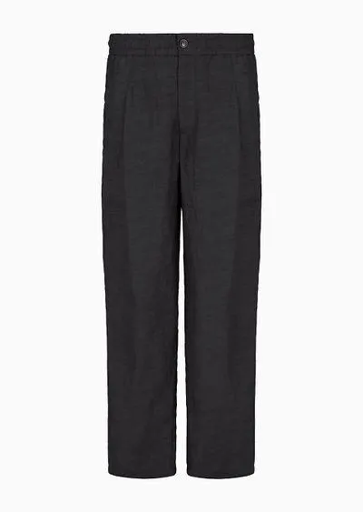 Single-pleat, linen-canvas trousers