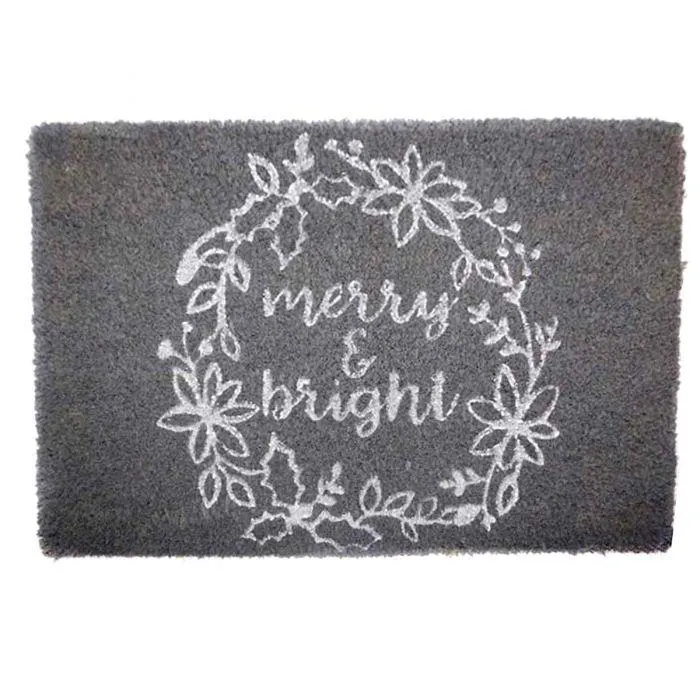 Merry & Bright Silver Christmas Doormat - 40x60cm