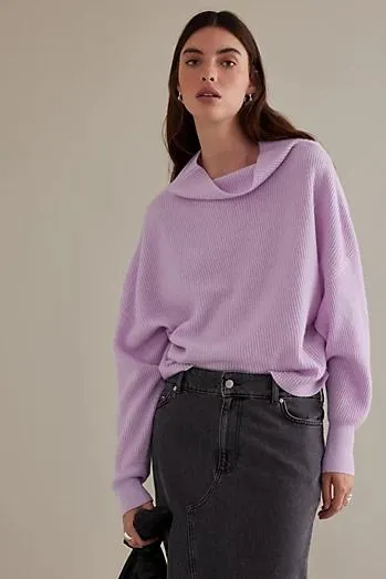 Pilcro Anir Ribbed Mock-Neck Cashmere Jumper