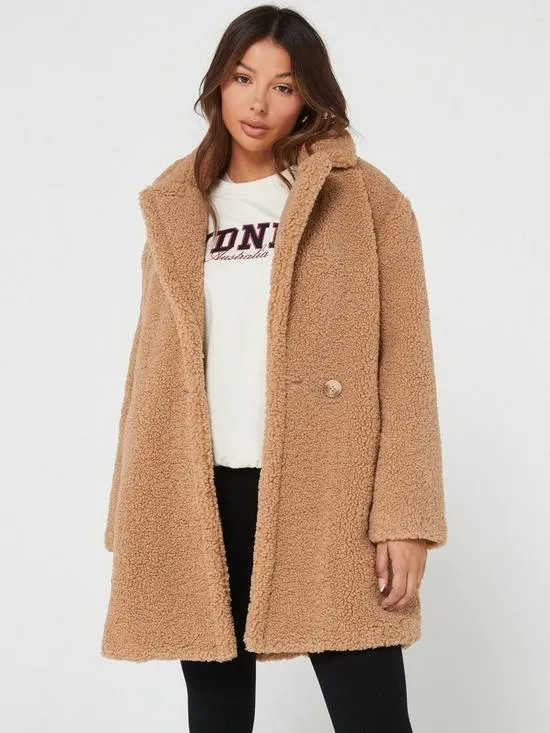 Teddy Borg Longline Coat - Light Brown