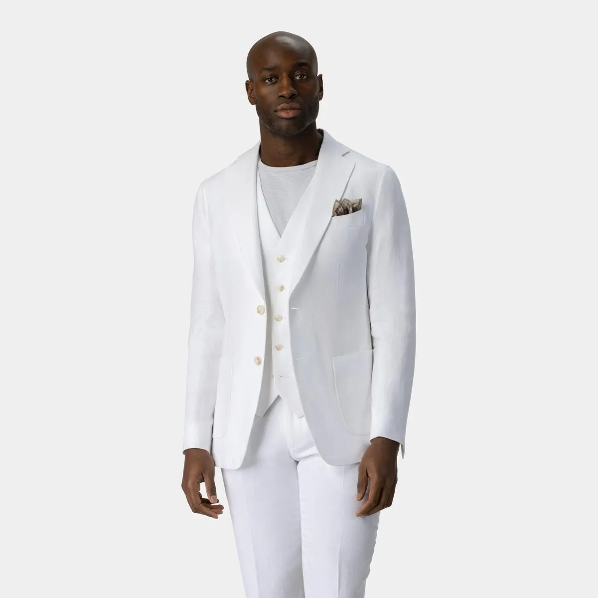 Optic white three-piece suit