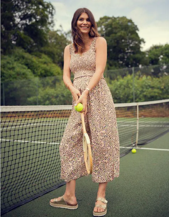 Printed Wide Leg Cropped Maternity & Nursing Jumpsuit