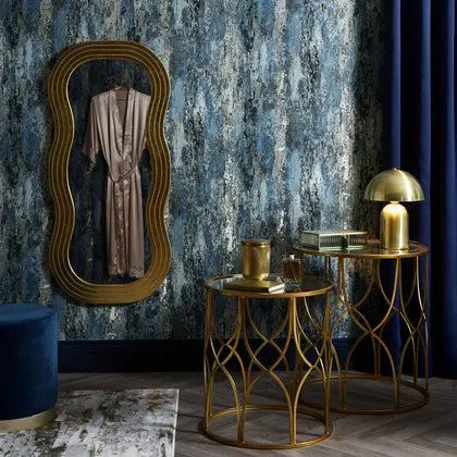 Nova Metallic Wallpaper in Blue and Silver