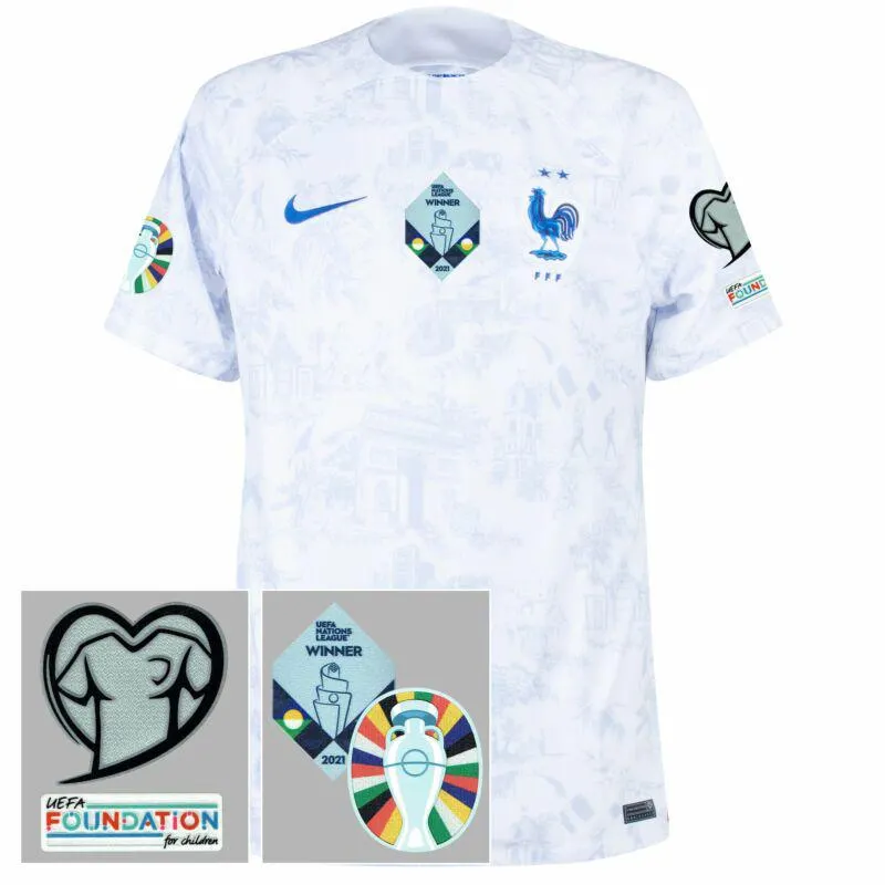 Nike France Away Shirt 2022-2023 incl. Euro 2024 Qualifying / Nations League Winners Patch Set