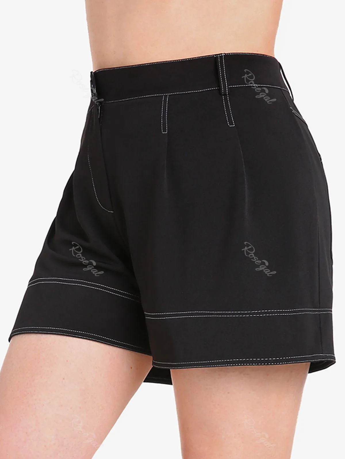 Plus Size High Waist Topstitching Wide Leg Shorts - 2x | Us 18-20