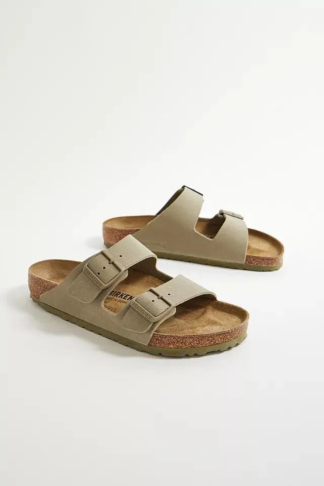 Birkenstock Khaki Faux Leather Arizona Sandals