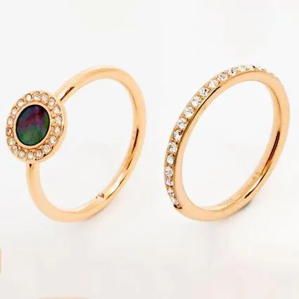 Two Pack Rose Gold Tone Misty Autumn Rings