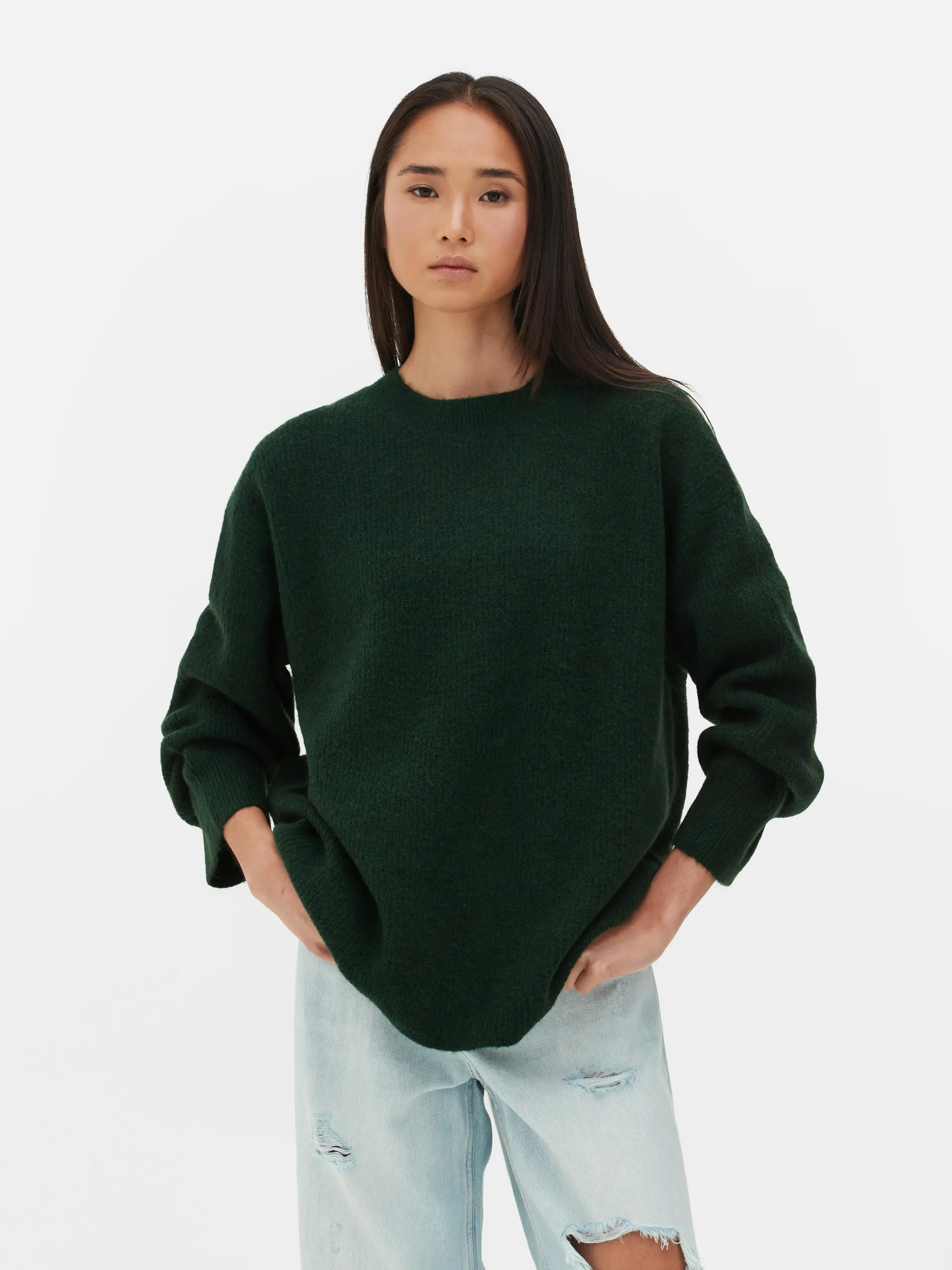 Cuffed Sleeve Knitted Jumper
